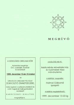 Országos origami pályázat és kiállítás 1999